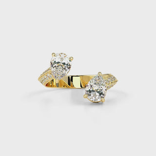 Dual Pear LGD Solitaire Ring-Yellow Gold
