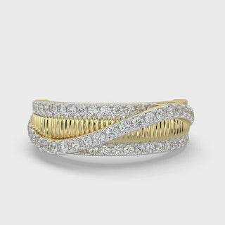 Wave Diamond Band-Yellow Gold