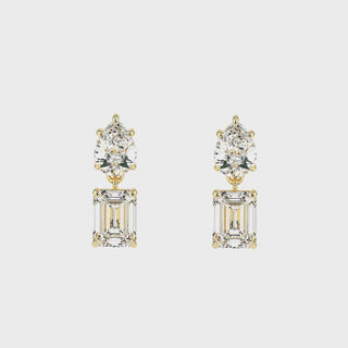 Emerald Drop LGD Solitaire Earrings-Yellow Gold