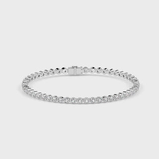 Round Tennis Diamond Bracelet-White Gold