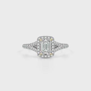 Emerald Halo LGD Solitaire Ring-White Gold