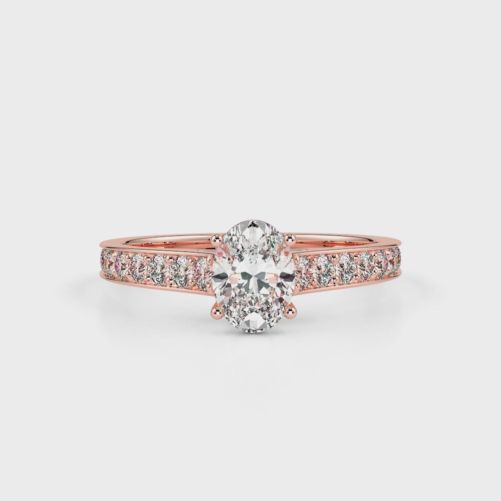 Oval LGD Solitaire Ring-Rose Gold