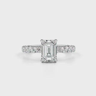 Brilliant Emerald LGD Solitaire Ring-White Gold