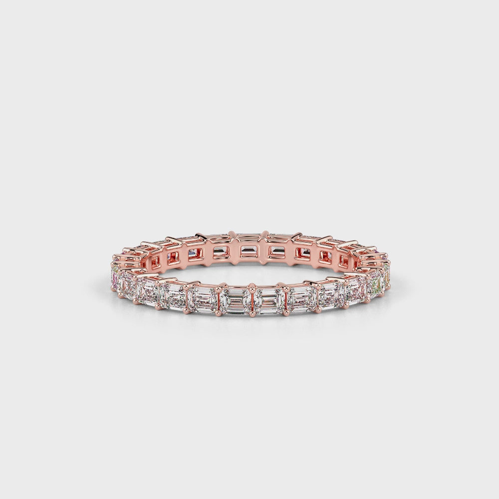 Emerald Diamond Band-Rose Gold